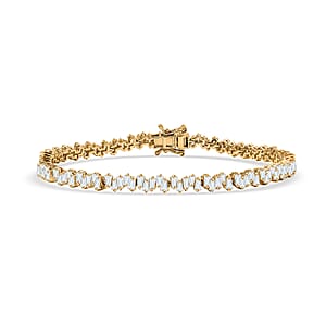 D'Joy White Zircon 9.00 ctw Waves Bracelet in 18K Vermeil Yellow Gold Over Sterling Silver (8.00 In)