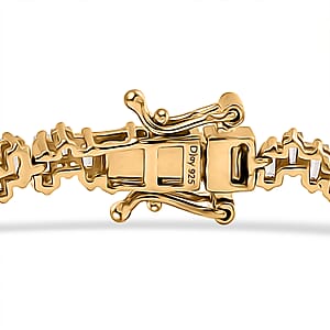 D'Joy White Zircon 9.00 ctw Waves Bracelet in 18K Vermeil Yellow Gold Over Sterling Silver (8.00 In)