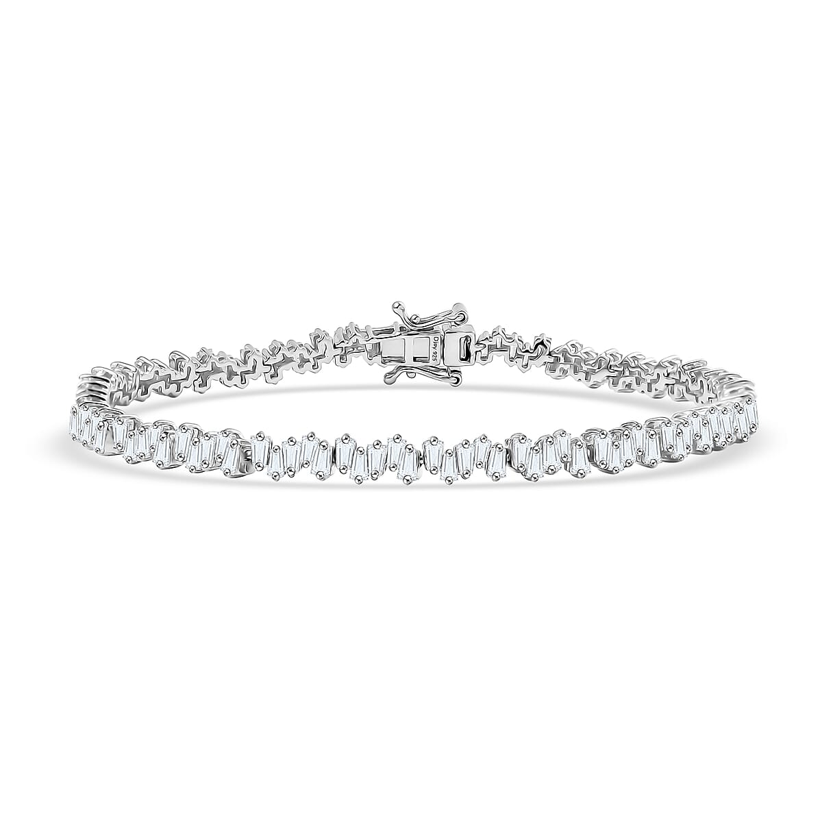 D'Joy White Zircon 9.00 ctw Waves Bracelet in Rhodium Over Sterling Silver (8.00 In) image number 0