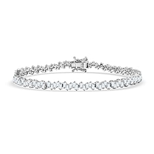 D'Joy White Zircon 9.00 ctw Waves Bracelet in Rhodium Over Sterling Silver (8.00 In)