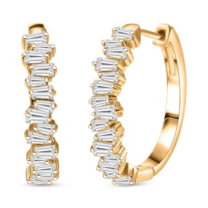 D'Joy White Zircon 2.30 ctw Waves Hoop Earrings in 18K Vermeil Yellow Gold Over Sterling Silver 