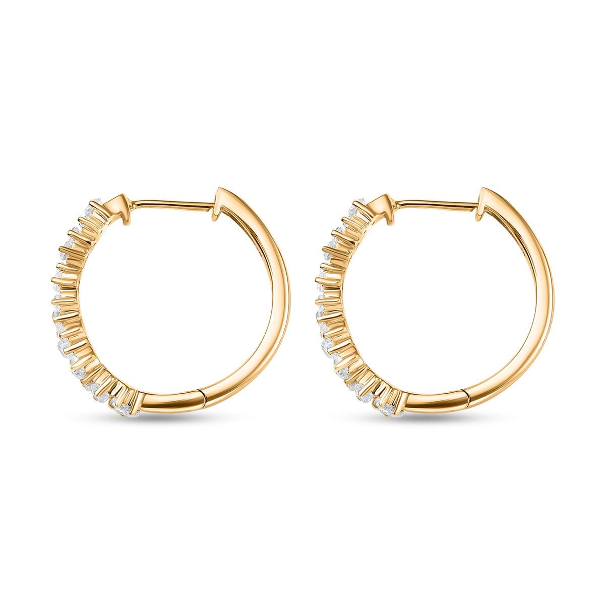 D'Joy White Zircon 2.30 ctw Waves Hoop Earrings in 18K Vermeil Yellow Gold Over Sterling Silver  image number 3