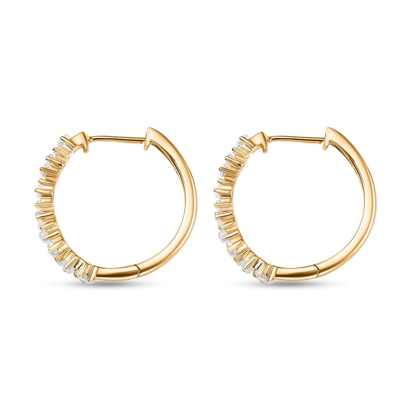 D'Joy White Zircon 2.30 ctw Waves Hoop Earrings in 18K Vermeil Yellow Gold Over Sterling Silver 