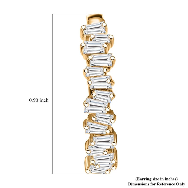 D'Joy White Zircon 2.30 ctw Waves Hoop Earrings in 18K Vermeil Yellow Gold Over Sterling Silver 
