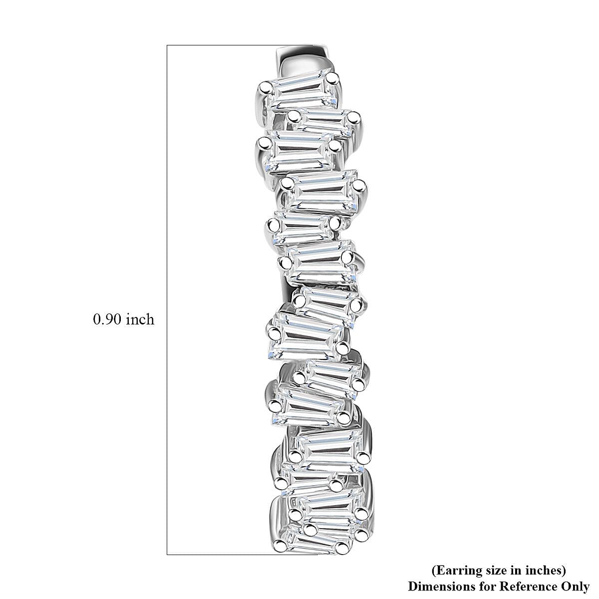 D'Joy White Zircon 2.30 ctw Waves Hoop Earrings in Rhodium Over Sterling Silver