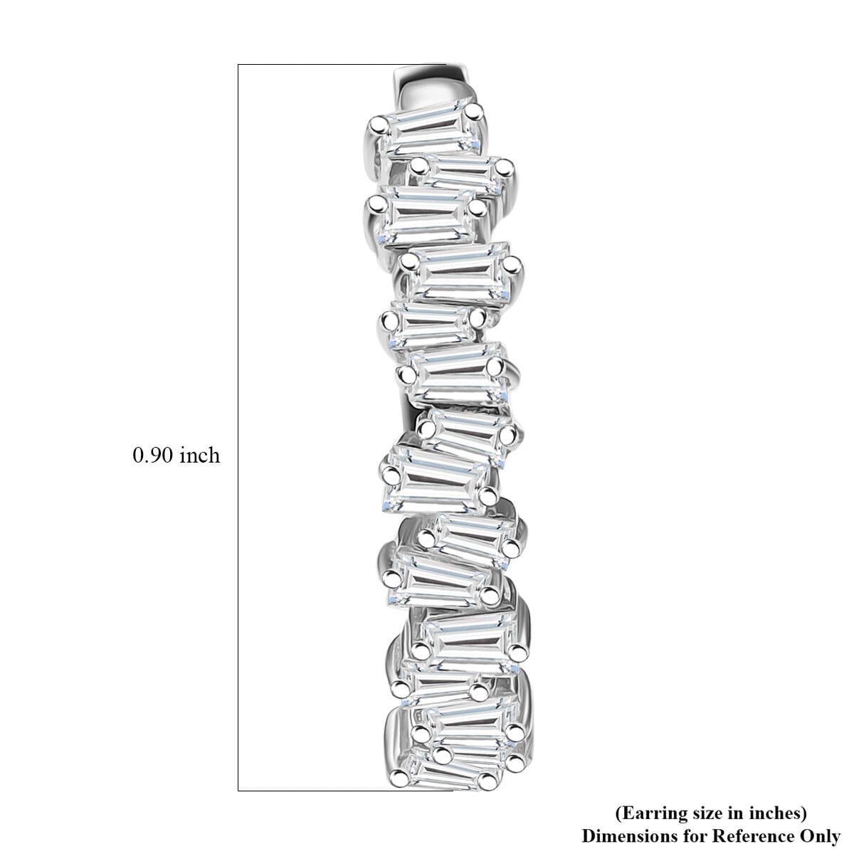 D'Joy White Zircon 2.30 ctw Waves Hoop Earrings in Rhodium Over Sterling Silver image number 4