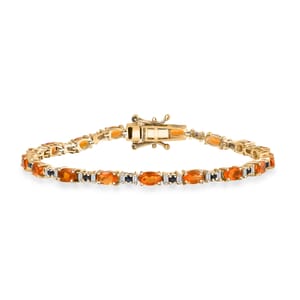 D'Joy Salamanca Fire Opal and Multi Gemstone 3.60 ctw Twilight Spark Bracelet in 18K Vermeil Yellow Gold Over Sterling Silver (6.50 In)