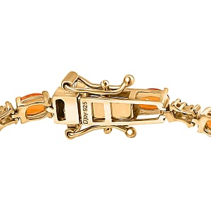D'Joy Salamanca Fire Opal and Multi Gemstone 3.60 ctw Twilight Spark Bracelet in 18K Vermeil Yellow Gold Over Sterling Silver (6.50 In)