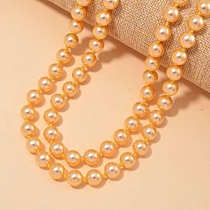 Golden Shell Pearl Necklace in Stainless Steel 40 Inches