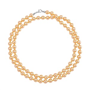 Golden Shell Pearl Necklace in Stainless Steel 40 Inches