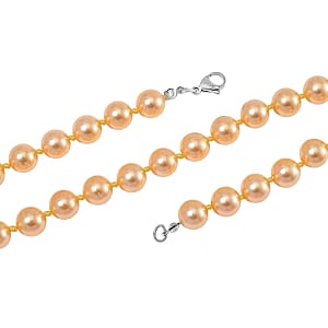 Golden Shell Pearl Necklace in Stainless Steel 40 Inches