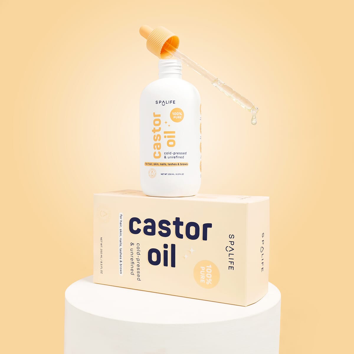 SpaLife Multi-Purpose Castor Oil Serum - Peach Bottle with Pump image number 4