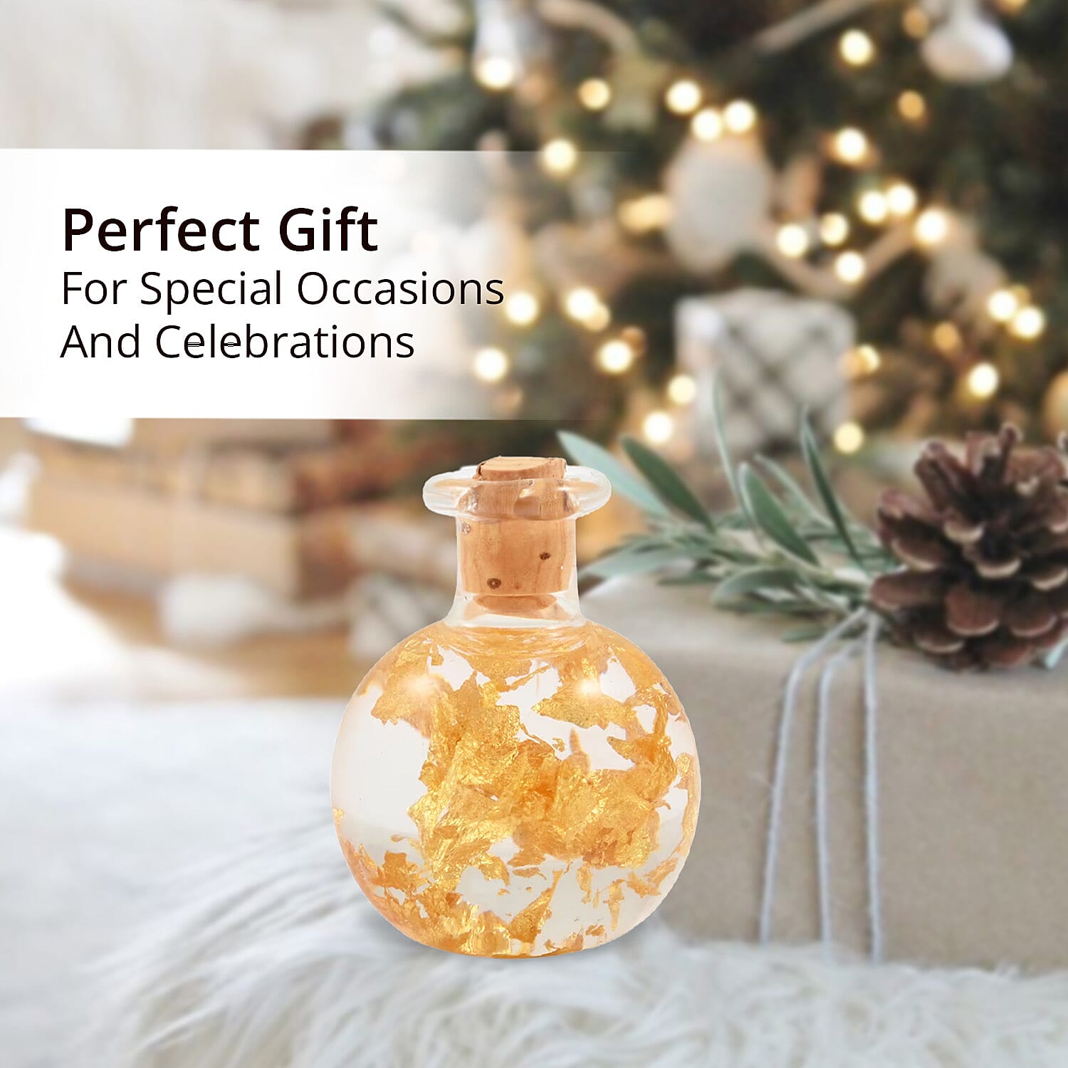 22K Gold Fortuna Flakes in Glass Bottle Handmade in Spain