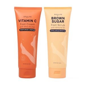 SpaLife Vitamin C Moisturizing Foot Cream & Brown Sugar Scrub - Duo Pack (Ships in 3-5 Business Days)