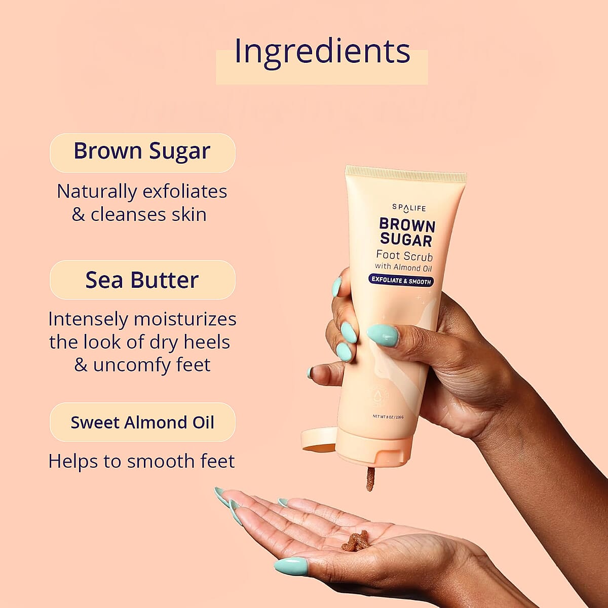 SpaLife Vitamin C Moisturizing Foot Cream & Brown Sugar Scrub - Duo Pack image number 4