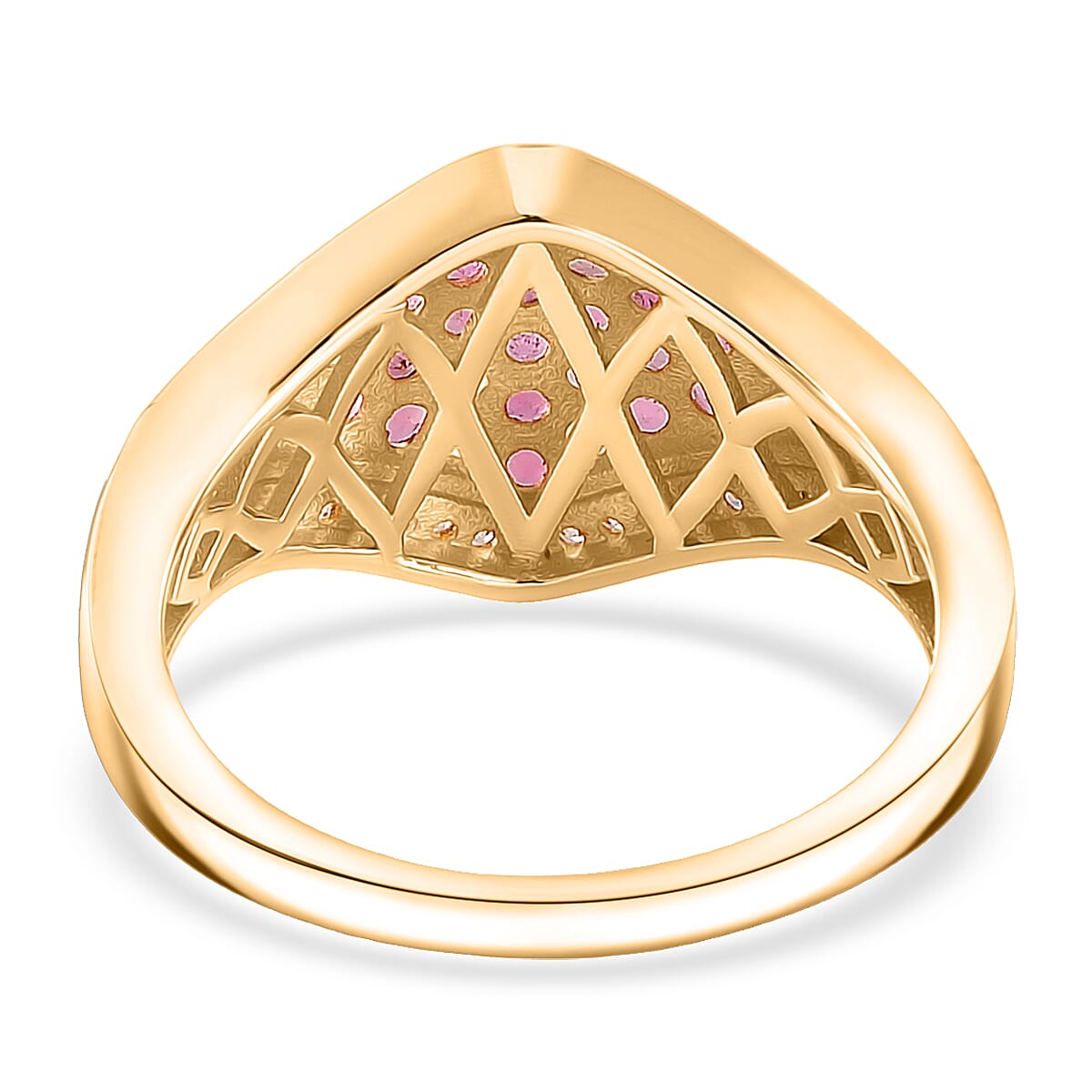 D'Joy Ouro Fino Rubellite, White Zircon Ring in 18K Vermeil YG Over Sterling Silver 1.00 ctw (Size 7.0) image number 4