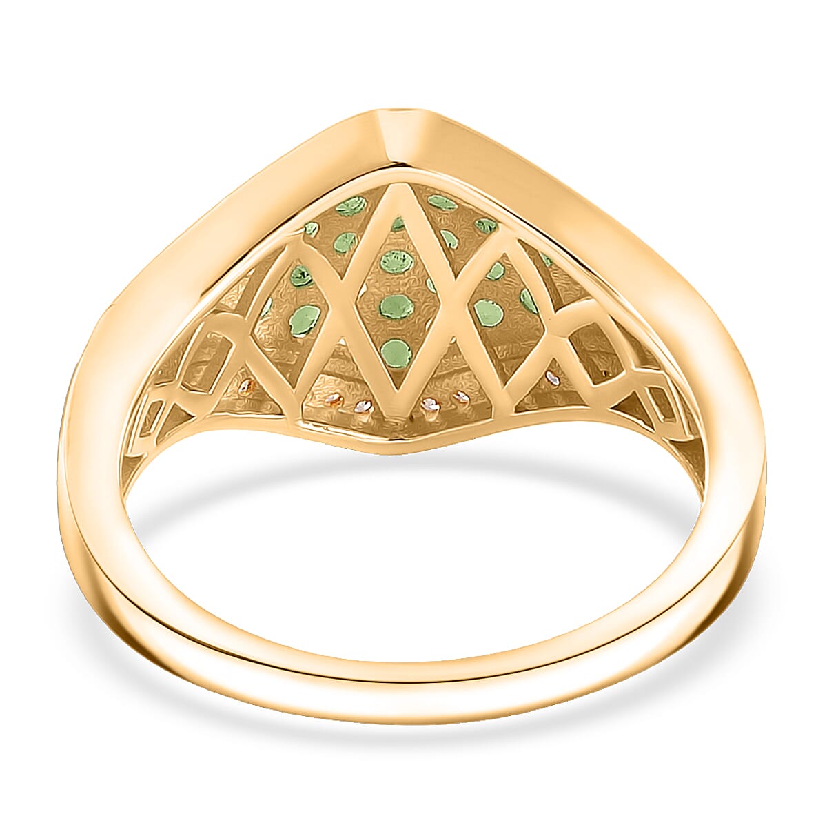 D'Joy Tsavorite Garnet and White Zircon 1.00 ctw Ruyi Glass Footbridge Ring in 18K Vermeil Yellow Gold Over Sterling Silver (Size 6.0)