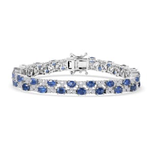 D'Joy Kashmir Kyanite and White Zircon 11.50 ctw Celestial Symphony Bracelet in Rhodium Over Sterling Silver (6.50 In)