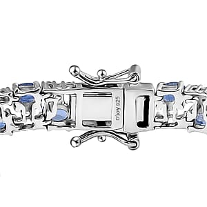 D'Joy Kashmir Kyanite and White Zircon 11.50 ctw Celestial Symphony Bracelet in Rhodium Over Sterling Silver (6.50 In)