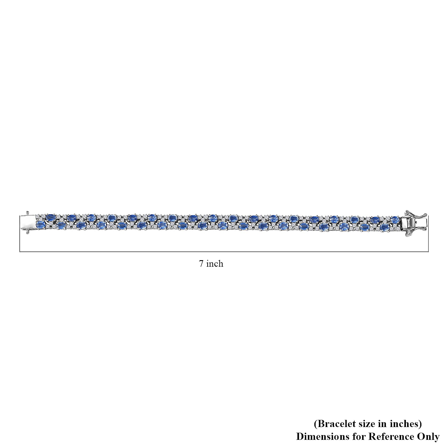 D'Joy Kashmir Kyanite and White Zircon 11.50 ctw Celestial Symphony Bracelet in Rhodium Over Sterling Silver (6.50 In)