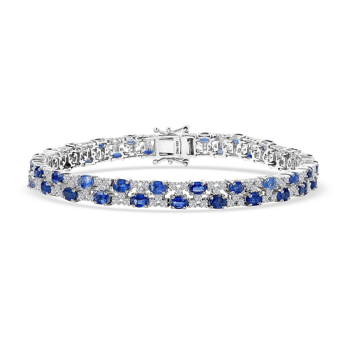 D'Joy Kashmir Kyanite and White Zircon 14.00 ctw Celestial Symphony Bracelet in Rhodium Over Sterling Silver (8.00 In) image number 0