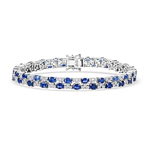 D'Joy Kashmir Kyanite and White Zircon 14.00 ctw Celestial Symphony Bracelet in Rhodium Over Sterling Silver (8.00 In)