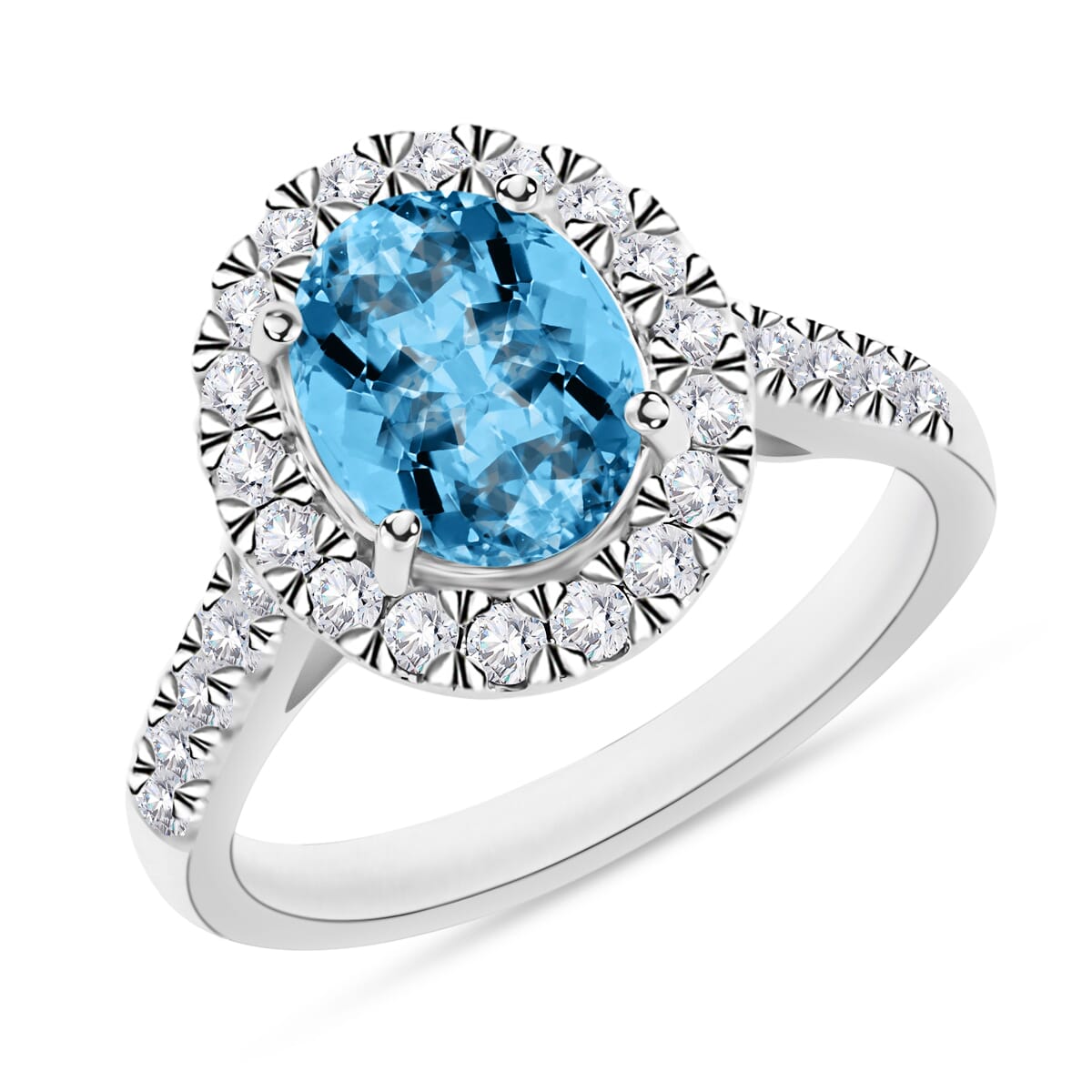 Rhapsody AAAA Santa Maria Aquamarine and E-F VS2 Diamond 2.75 ctw Ring in 950 Platinum (Size  10.0) 6 Grams image number 0
