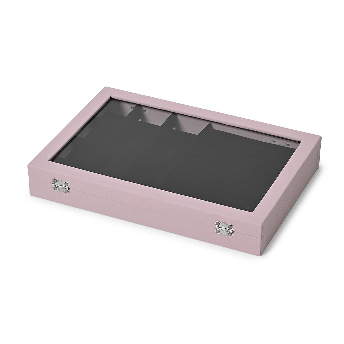 Pink and Black Velvet Ring Box with Clear Glass Window and Anti Tarnish Lining  image number 2