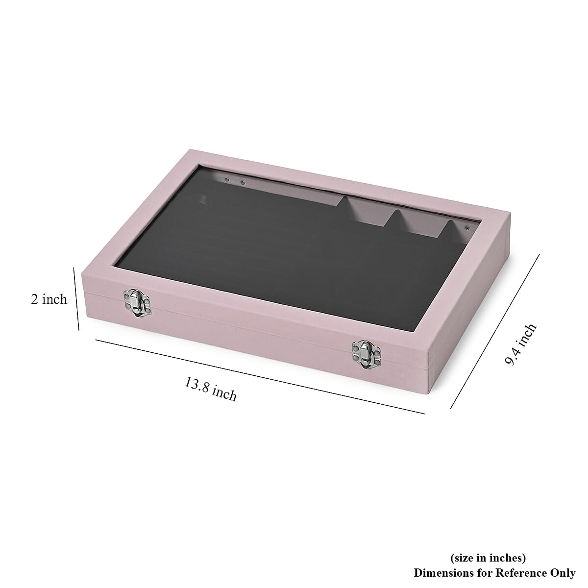 Pink and Black Velvet Ring Box with Clear Glass Window and Anti Tarnish Lining  image number 3