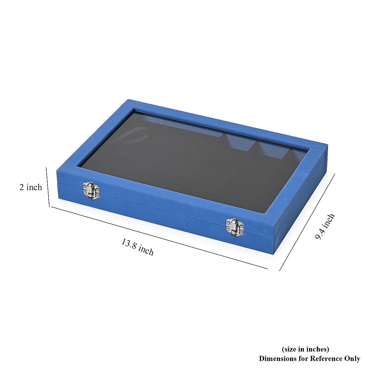 Teal and Black Velvet Ring Box with Clear Glass Window and Anti Tarnish Lining  image number 3