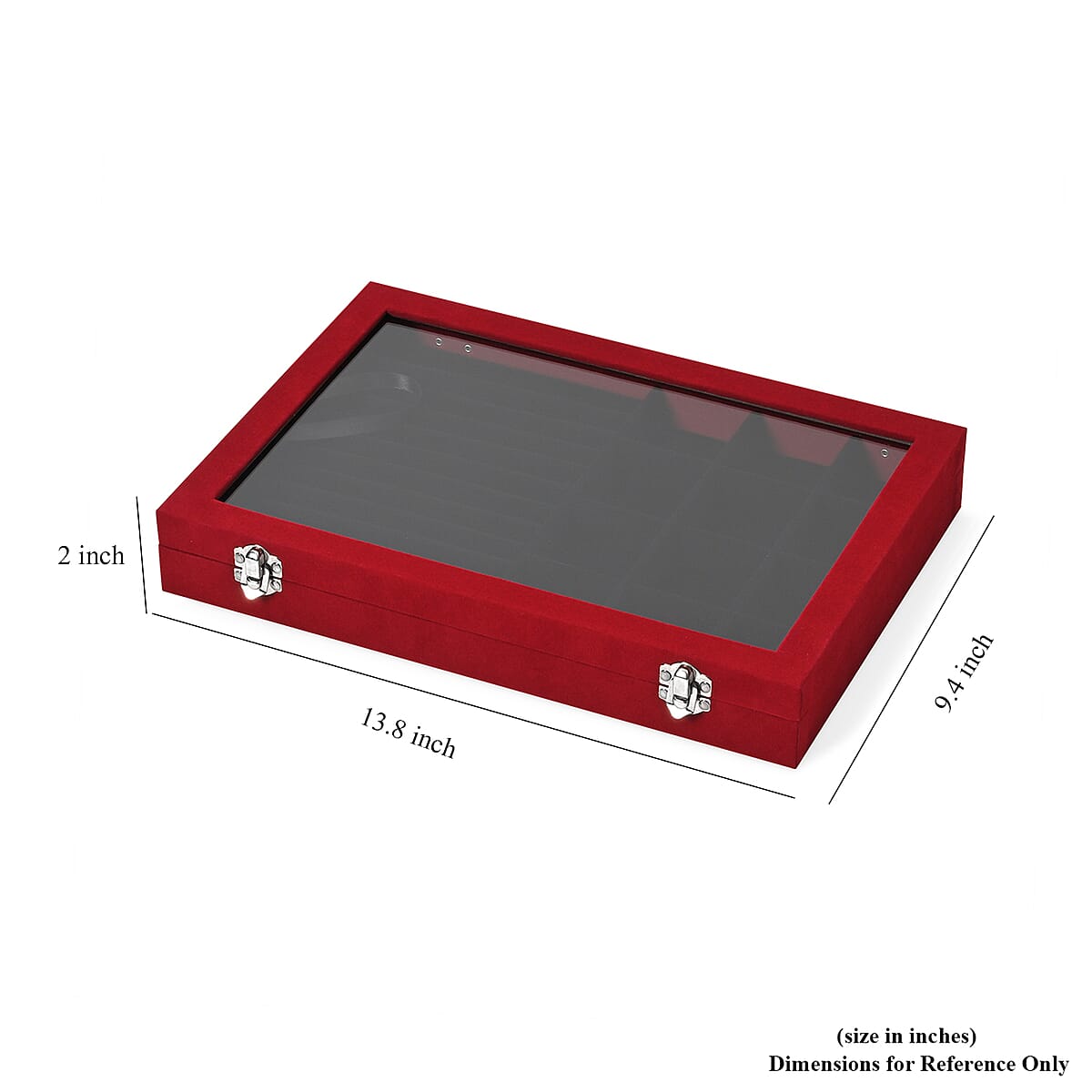 Wine Red and Black Velvet Ring Box with Clear Glass Window and Anti Tarnish Lining  image number 3