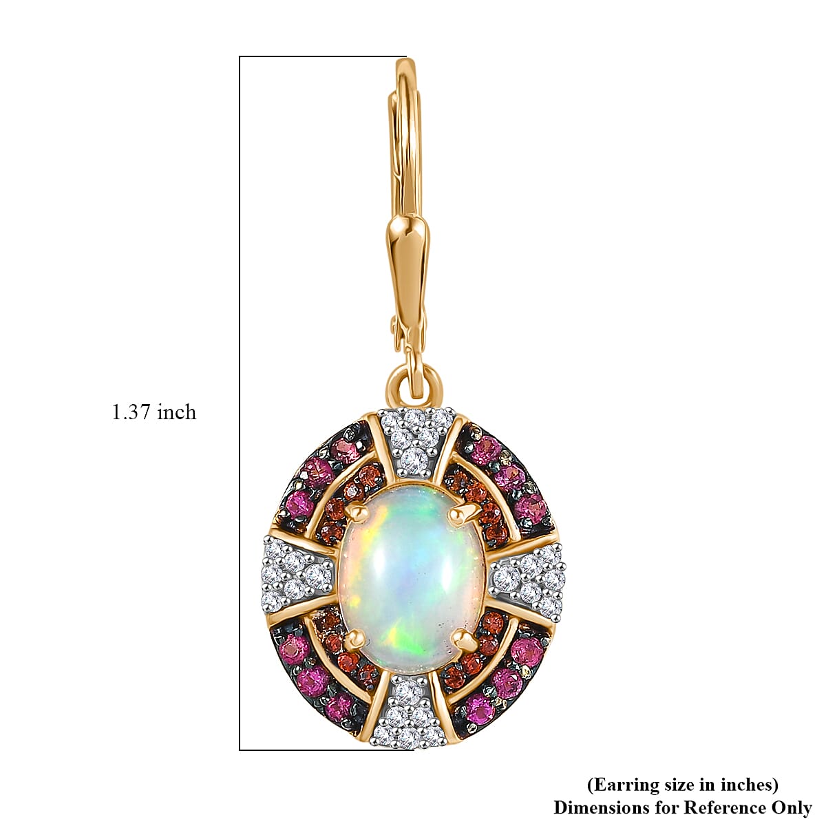 D'Joy Ethiopian Welo Opal and Multi Gemstone 4.35 ctw Greek Cross Lever Back Earrings in 18K Vermeil Yellow Gold Over Sterling Silver image number 5