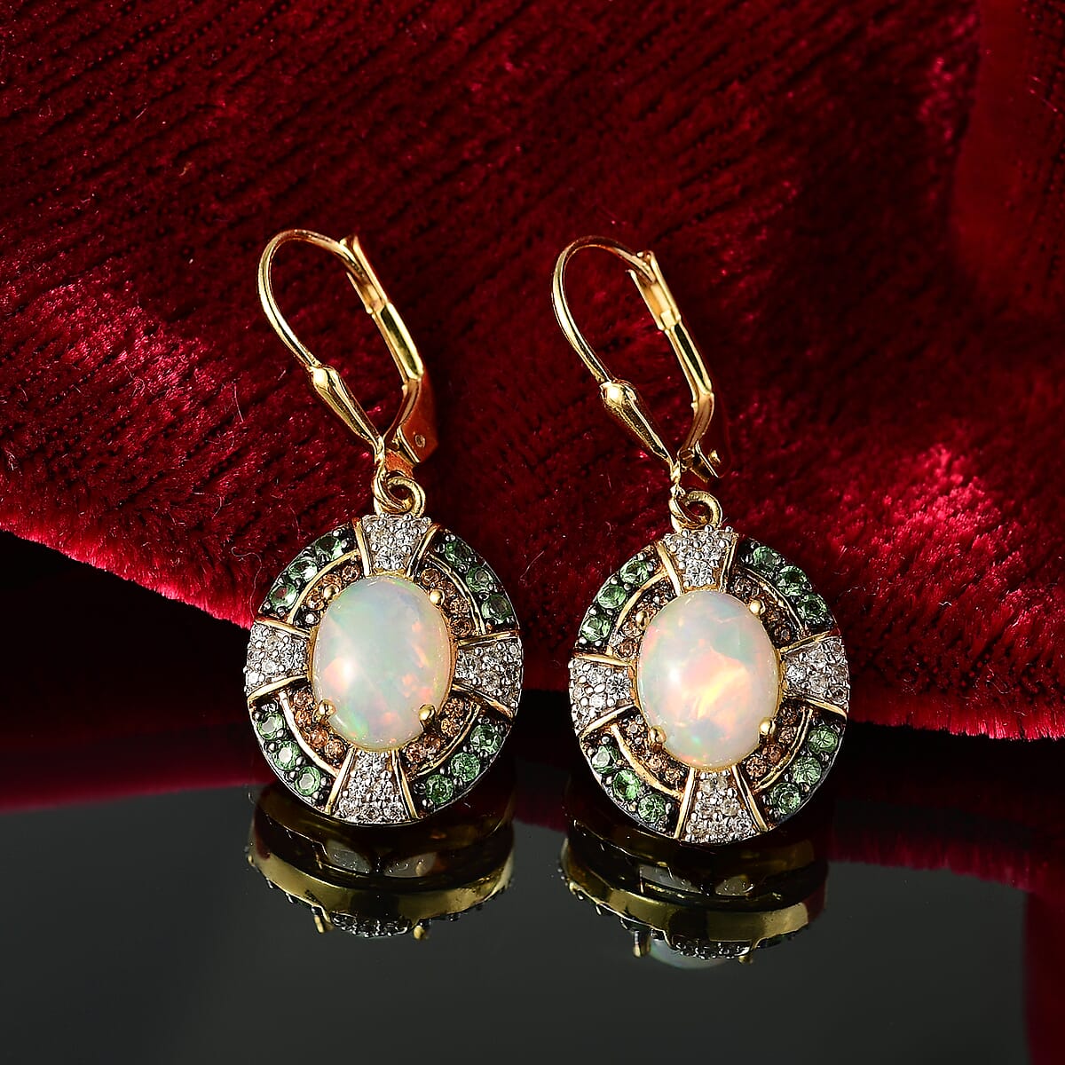 D'Joy Ethiopian Welo Opal and Multi Gemstone 4.35 ctw Lever Back Earrings in 18K Vermeil Yellow Gold Over Sterling Silver image number 1