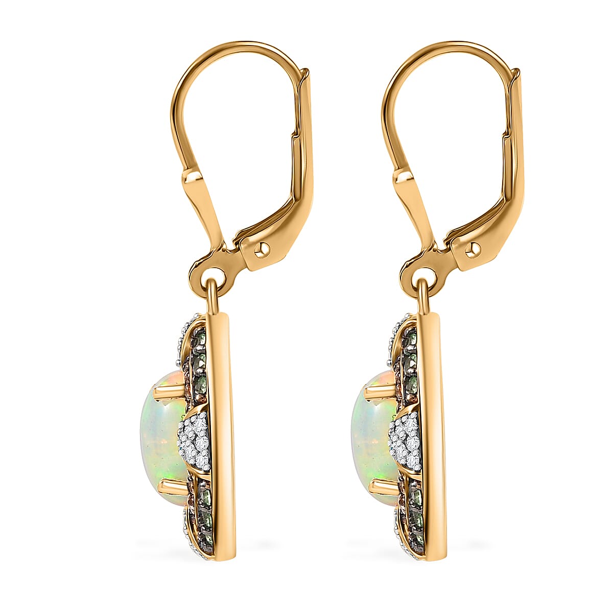 D'Joy Ethiopian Welo Opal and Multi Gemstone 4.35 ctw Lever Back Earrings in 18K Vermeil Yellow Gold Over Sterling Silver image number 4