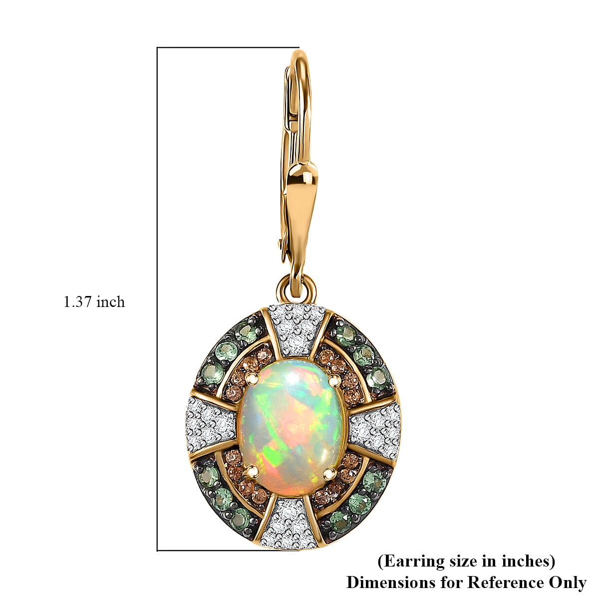 D'Joy Ethiopian Welo Opal and Multi Gemstone 4.35 ctw Lever Back Earrings in 18K Vermeil Yellow Gold Over Sterling Silver image number 6