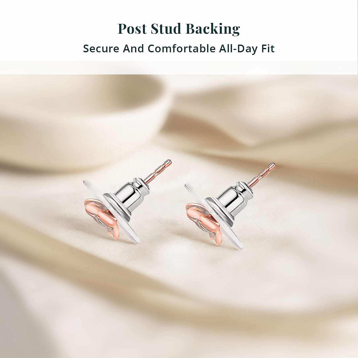 Luxuriant Lab Grown Diamond (VS) Accent Floral Stud Earrings in 18K Rose Gold Over Sterling Silver (Del. In 10-12 Days)