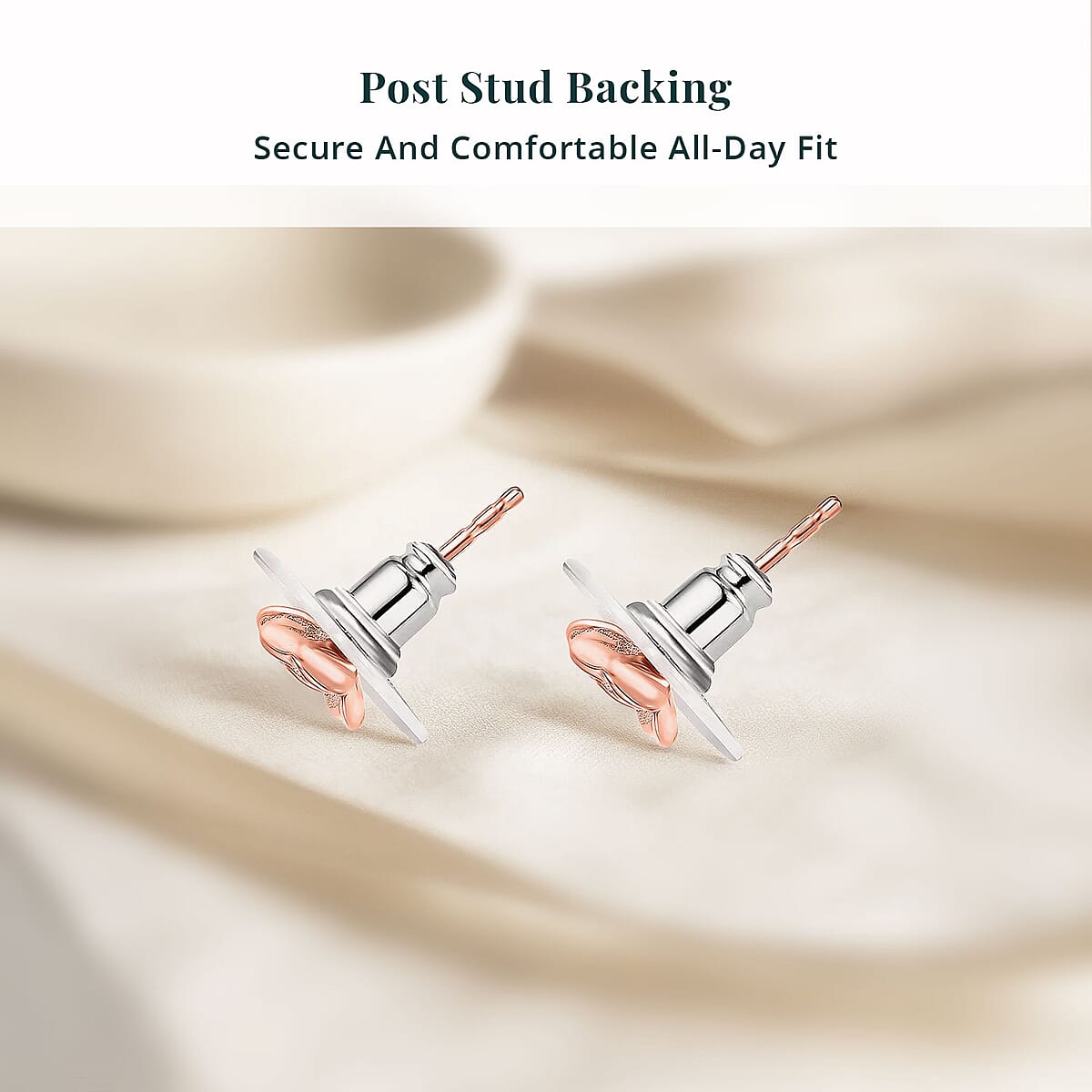 Luxuriant Lab Grown Diamond (VS) Solitaire Stud Earrings in 18K Vermeil RG Over Sterling Silver image number 5