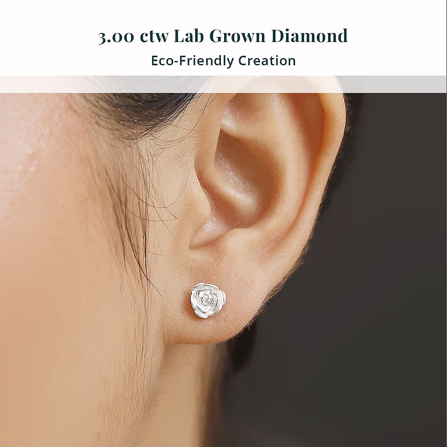Luxuriant Lab Grown Diamond (VS) Solitaire Stud Earrings in 18K Vermeil RG Over Sterling Silver