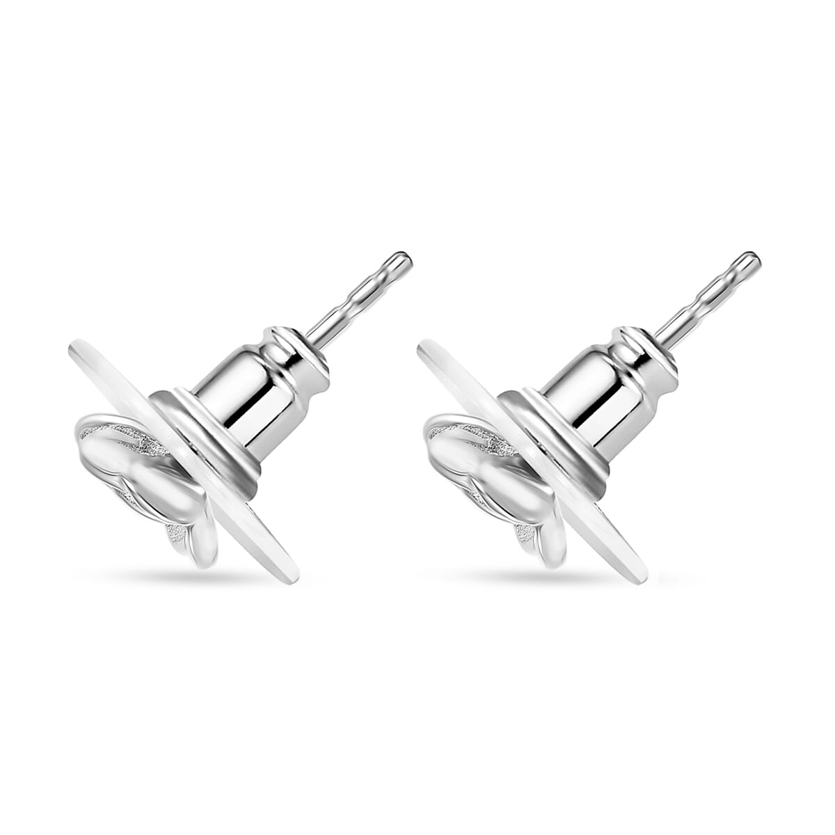 Luxuriant Lab Grown Diamond (VS) Accent Floral Stud Earrings in Sterling Silver image number 3