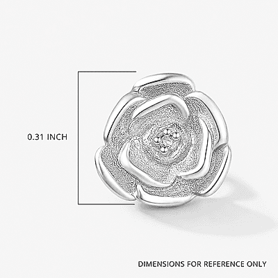 Luxuriant Lab Grown Diamond (VS) Accent Floral Stud Earrings in Sterling Silver