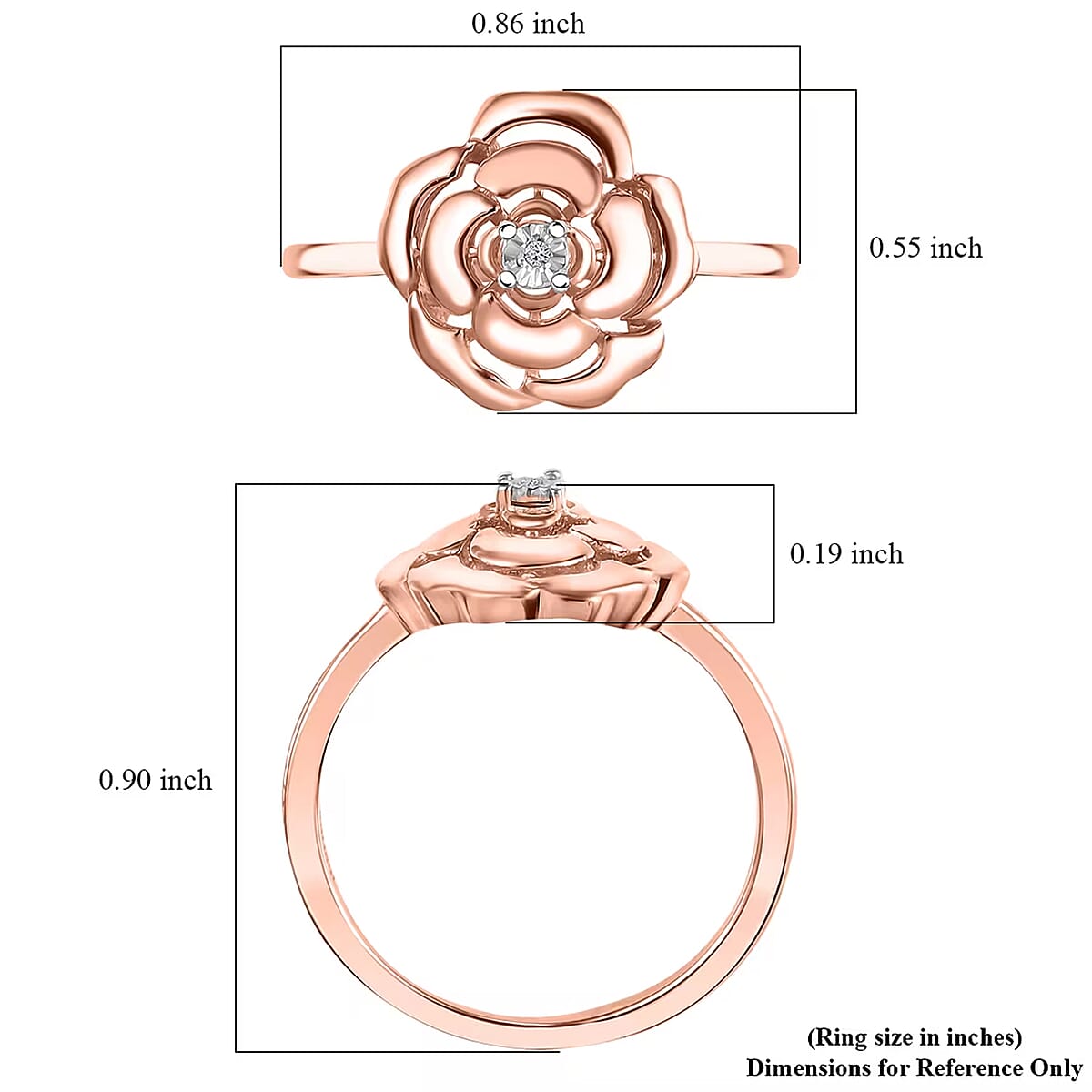 Luxuriant Lab Grown Diamond (VS) Accent Floral Ring in 18K Rose Gold Over Sterling Silver (Size 6.0) image number 7