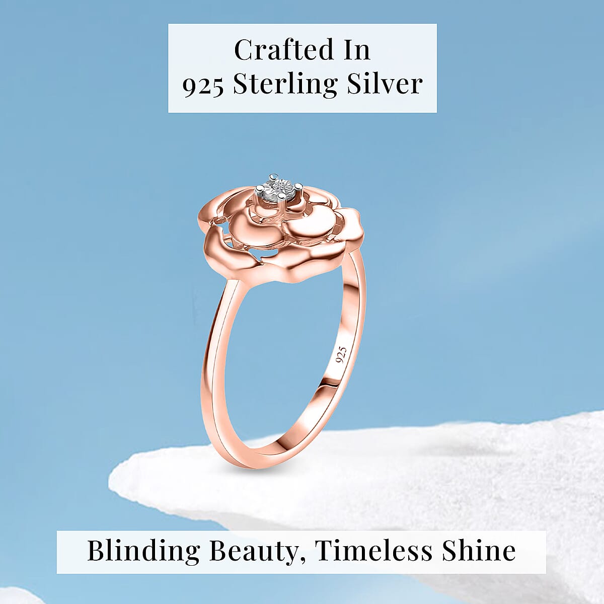 Luxuriant Lab Grown Diamond (VS) Accent Floral Ring in 18K Rose Gold Over Sterling Silver (Size 9.0) image number 2