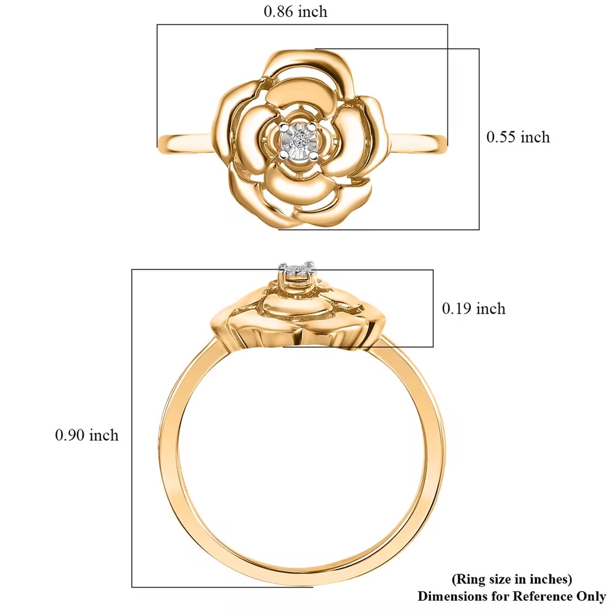 Luxuriant Lab Grown Diamond (VS) Accent Floral Ring in 18K Yellow Gold Over Sterling Silver (Size 10.0) image number 7