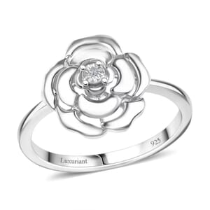 Luxuriant Lab Grown Diamond (VS) Accent Floral Ring in Sterling Silver (Size 10.0)
