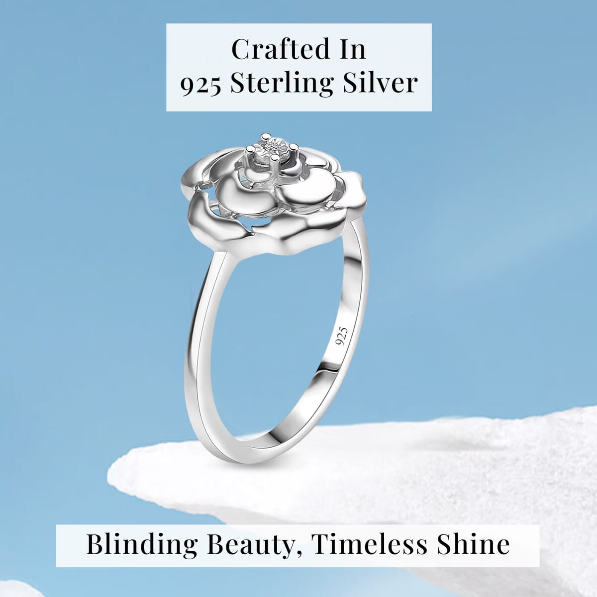 Luxuriant Lab Grown Diamond (VS) Accent Floral Ring in Sterling Silver (Size 10.0) image number 2