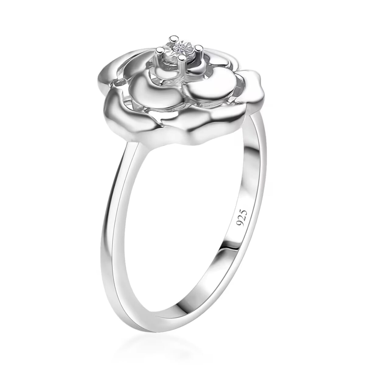 Luxuriant Lab Grown Diamond (VS) Accent Floral Ring in Sterling Silver (Size 10.0) image number 8