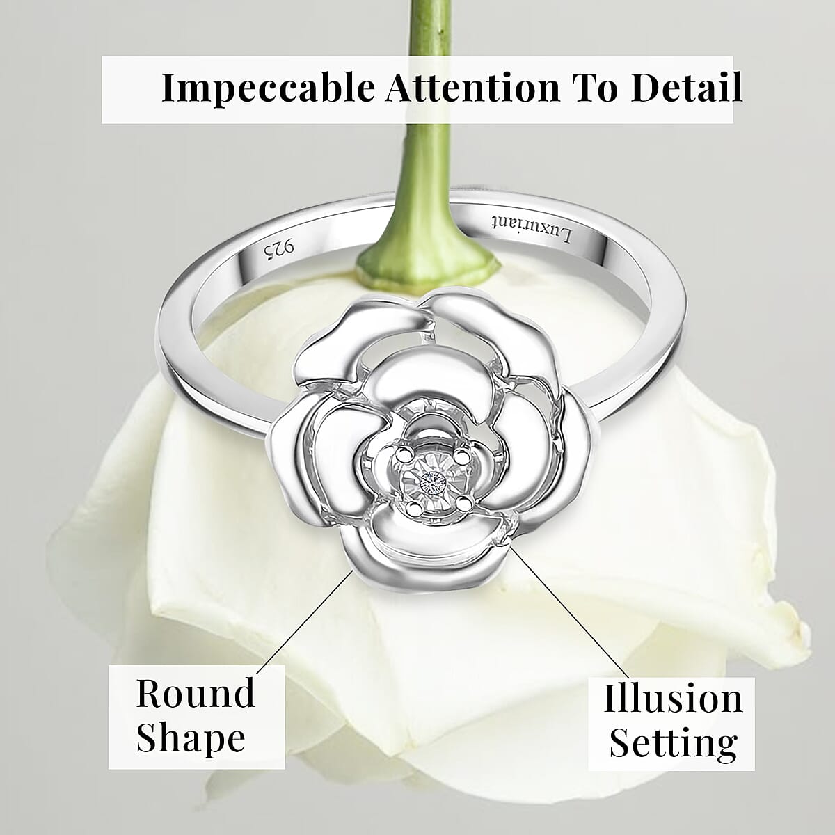 Luxuriant Lab Grown Diamond (VS) Accent Floral Ring in Sterling Silver (Size 6.0) image number 5