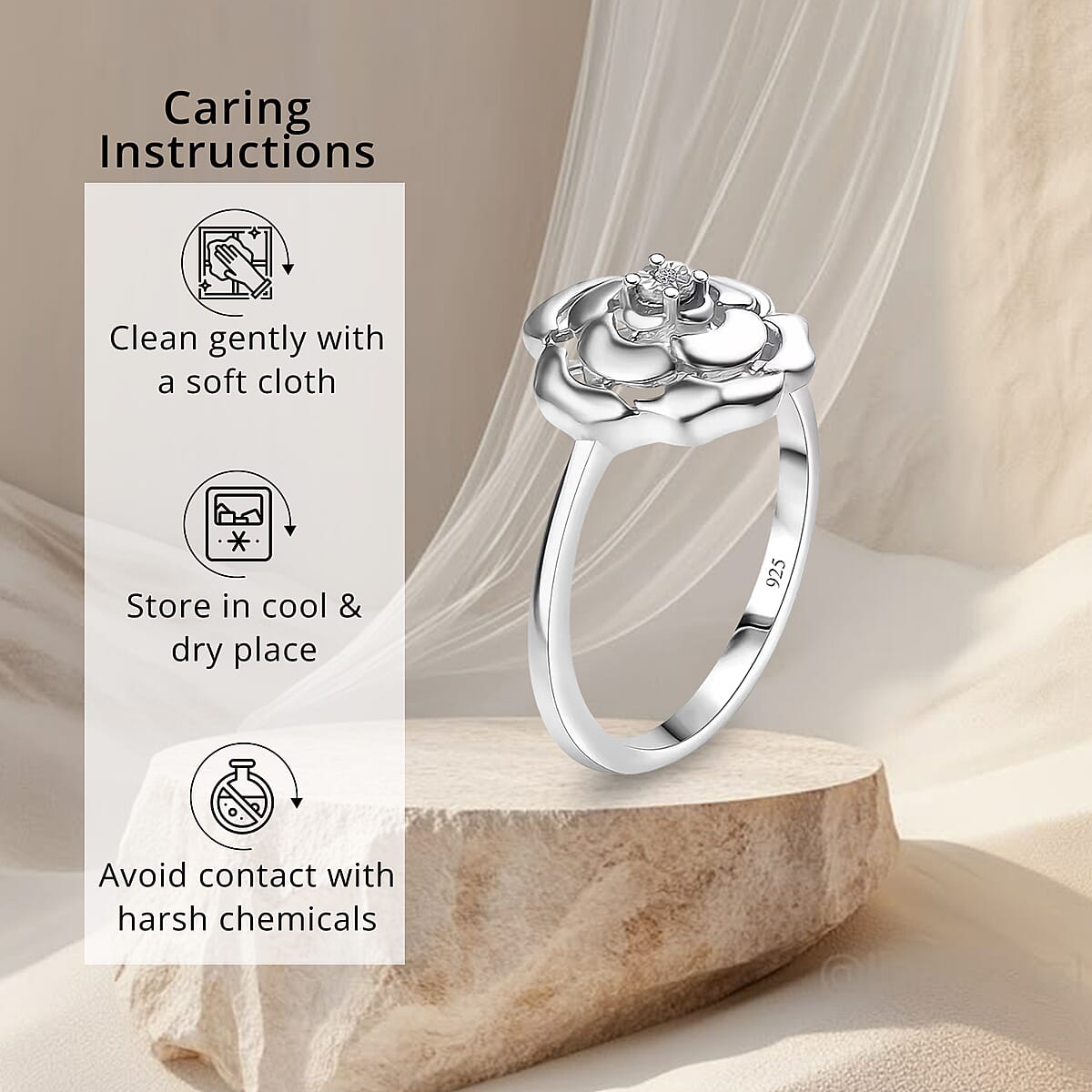 Luxuriant Lab Grown Diamond (VS) Accent Floral Ring in Sterling Silver (Size 6.0) image number 6