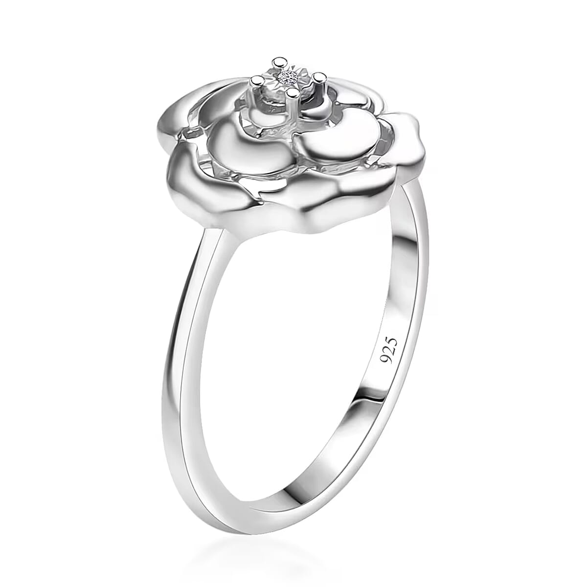 Luxuriant Lab Grown Diamond (VS) Accent Floral Ring in Sterling Silver (Size 6.0) image number 8