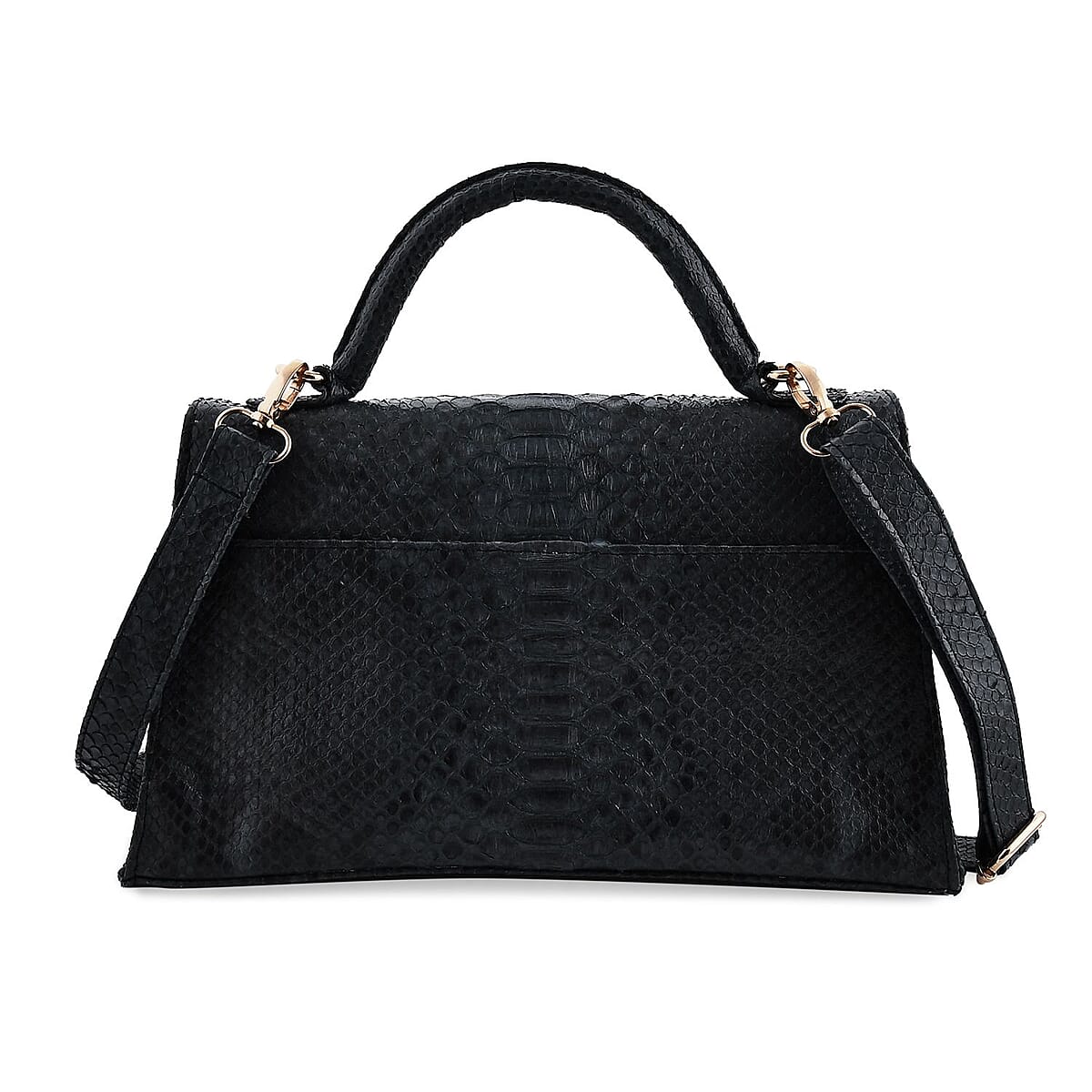 The Grand Pelle Black 100% Genuine Python Leather Handbag image number 4
